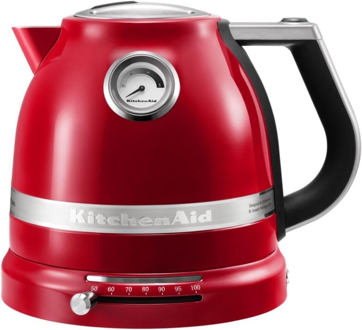 KitchenAid hervidor eléctrico con control de temperatura - calentador eléctrico 1.5L - Artisan - jarra con filtro antical extraíble - 2400W - rojo imperial
