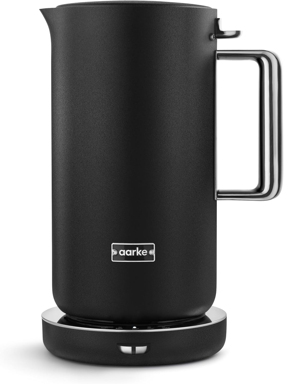 Aarke Matte Black Stainless Steel Kettle - hervidor eléctrico 1.2L, varios ajustes de temperatura, base giratoria de 360°, funcionamiento silencioso, pico antigoteo