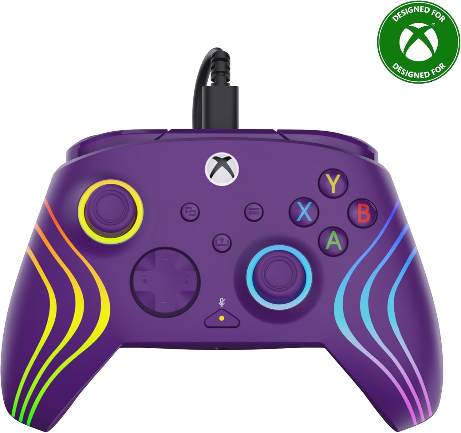 Turtle Beach Afterglow Wave Violet Wired RGB Gaming Controller, lizenziert für Xbox Series X|S, Xbox One und Windows, programmierbare Tasten, Hall-Effect-Trigger, Audiosteuerung