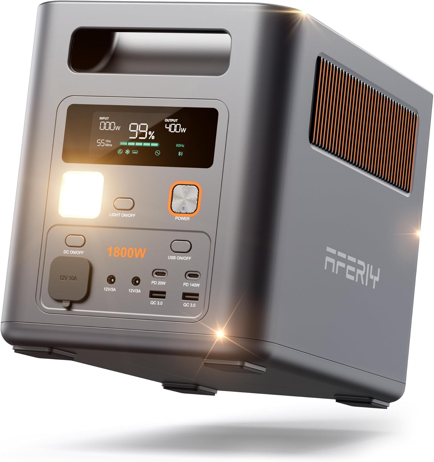 AFERIY 1800 W Portable Power Station, 1024 Wh, Expandable to 5120 Wh LiFePO4 Solar Generator & 1 Hour Quick Charge, 9 Outputs, with App, Pure Sine Wave 230 V, for Camping/Garden/Emergency