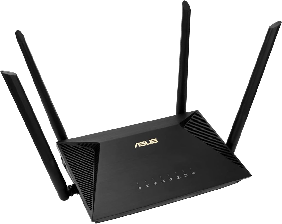 Asus RT-AX53U AX1800 Home/Office Router, WiFi 6, Gigabit, Quad-Core CPU, USB, AiProtection | WiFi 6 AX1800, Gigabit, Quad-Core CPU, USB, AiProtection